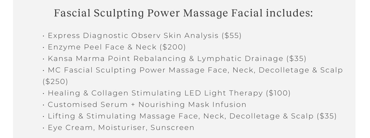 Image of Facial sculpturing power massage includes: